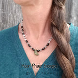 Moon Phase Crystal Necklace | Energy Protection + Grounding | Labradorite + Black Tourmaline + Moonstone