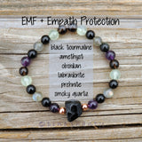 | Empath Protection Bracelet | EMF Shied | Black Tourmaline + Amethyst + Obsidian + Labradorite + Prehnite + Smoky Quartz + Copper