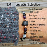 | Empath Protection Bracelet | EMF Shied | Black Tourmaline + Amethyst + Obsidian + Labradorite + Prehnite + Smoky Quartz + Copper