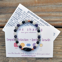 EMF + Spiritual Shielding | Spiritual Growth + Empath Protection Bracelet | Shungite + Amethyst + Moonstone + Onyx + Labradorite + Copper