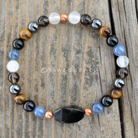 EMF Shield + Empath Protection Bracelet Set | Shungite Beaded Bracelet | Copper Energy Healing | Root Chakra Mala | Cleansing Crystals