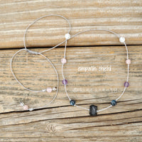 Empaths Shield Dainty Crystal Necklace | Black Tourmaline + Kyanite + Amethyst + Rose Quartz + Selenite | Crystals For Energy Protection |