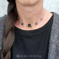 Empaths Shield Dainty Crystal Necklace | Black Tourmaline + Kyanite + Amethyst + Rose Quartz + Selenite | Crystals For Energy Protection |