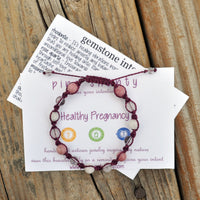 Healthy Pregnancy Crystal Bracelet | Rhodonite + Rose Quartz + Moonstone + Clear Quartz | Labor + Delivery Bracelet | Pregnancy Protection