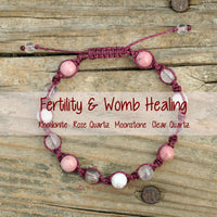 Healthy Pregnancy Crystal Bracelet | Rhodonite + Rose Quartz + Moonstone + Clear Quartz | Labor + Delivery Bracelet | Pregnancy Protection