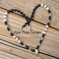 Moon Phase Crystal Necklace | Energy Protection + Grounding | Labradorite + Black Tourmaline + Moonstone