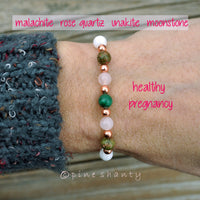 Healthy Pregnancy Protection | Malachite + Rose Quartz + Unakite + Moonstone + Copper | Unconditional Love + Whole Body Balancing