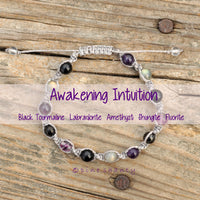 Intuitive Awakening + Empath Protection Crystal Bracelet | Black Tourmaline + Labradorite + Amethyst + Shungite + Fluorite
