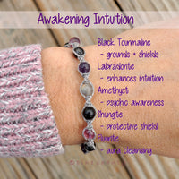 Intuitive Awakening + Empath Protection Crystal Bracelet | Black Tourmaline + Labradorite + Amethyst + Shungite + Fluorite