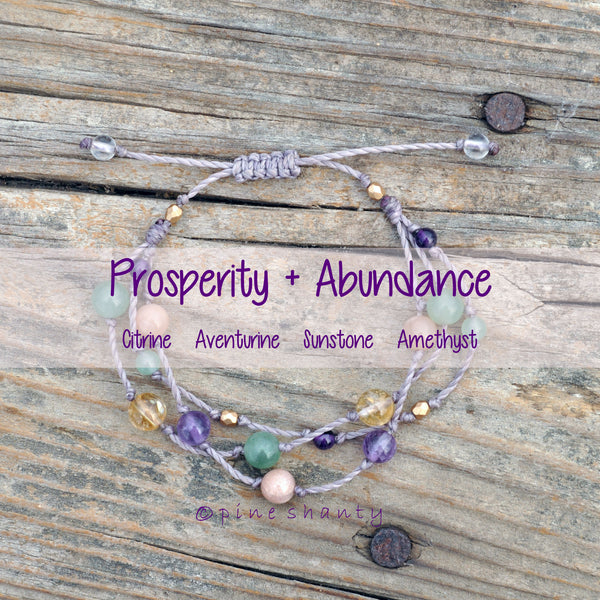 Lucky Bracelet | Good Luck + Prosperity + Abundance String Bracelet | Citrine + Aventurine + Sunstone + Amethyst | Money Maker