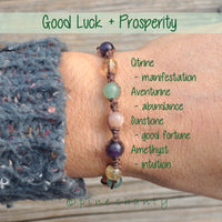 Money Maker Energy Bracelet | Citrine + Amethyst + Sunstone + Aventurine | Manifestation + Abundance + Prosperity String Bracelet |