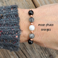 Moon Phase Energy Bracelet | Moonstone + Labradorite + Black Tourmaline + Copper | New Moon + Waxing + Full Moon + Waning