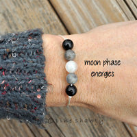 Moon Phase Energy Bracelet | Moonstone + Labradorite + Black Tourmaline | New Moon + Waxing + Full Moon + Waning