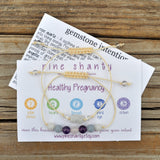 Healthy Pregnancy Crystal Bracelet | Rose Quartz + Amethyst + Angelite + Moonstone + Clear Quartz | Baby Shower Gift