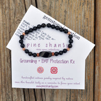 Shungite Beaded Bracelet | Grounding + EMF Protection | Coper Energy EMF Shield | Root Chakra Mala | Cleansing Crystals