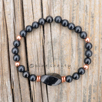 EMF Shield + Empath Protection Bracelet Set | Shungite Beaded Bracelet | Copper Energy Healing | Root Chakra Mala | Cleansing Crystals