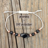 Grounding + EMF Protection | Shungite + Copper | Adjustable String Bracelet | Earth Star Chakra + Base Chakra | Negativity Protection