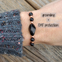 Grounding + EMF Protection | Shungite + Copper | Adjustable String Bracelet | Earth Star Chakra + Base Chakra | Negativity Protection