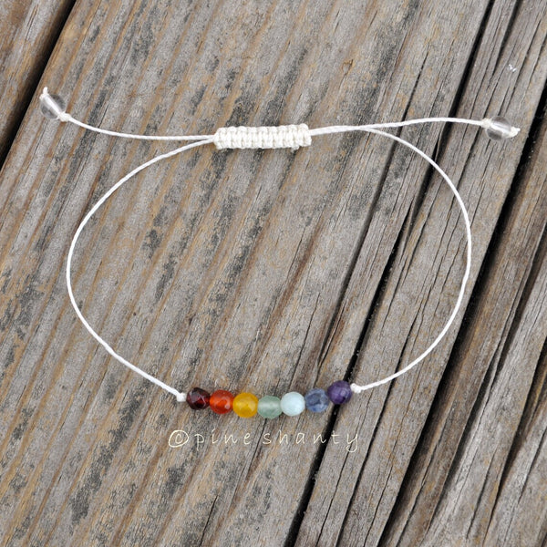7 Chakra Energy Bracelet | Rainbow Bracelet | Garnet + Carnelian + Yellow Jade + Amazonite + Sodalite + Amethyst |