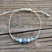 Clarity + Positive Life Changes | Labradorite + Selenite + Aquamarine + Rutilated Quartz | Courage + Protection | Adjustable String Bracelet