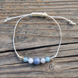 Clarity + Positive Life Changes | Labradorite + Selenite + Aquamarine + Rutilated Quartz | Courage + Protection | Adjustable String Bracelet