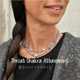 Throat Chakra Mediation and Attunement Necklace | Dainty Choker Necklace | Amazonite + Kyanite + Blue Lace Agate + Seed Beads