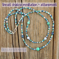 Throat Chakra Mediation and Attunement Necklace | Dainty Choker Necklace | Amazonite + Kyanite + Blue Lace Agate + Seed Beads