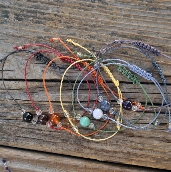 Chakra Balancing Bracelet, Healing Crystal, Energy Healing, Adjustable String Bracelet, Unisex Bracelet ite