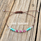 Stress Relief + Emotional Healing String Bracelet | Pink Tourmaline + Rose Quartz | Heart Chakra Balancing | Joyful + Loving Energy