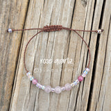 Stress Relief + Emotional Healing String Bracelet | Pink Tourmaline + Rose Quartz | Heart Chakra Balancing | Joyful + Loving Energy
