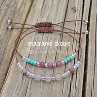 Stress Relief + Emotional Healing String Bracelet | Pink Tourmaline + Rose Quartz | Heart Chakra Balancing | Joyful + Loving Energy