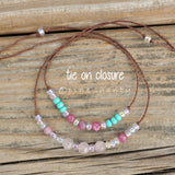 Stress Relief + Emotional Healing String Bracelet | Pink Tourmaline + Rose Quartz | Heart Chakra Balancing | Joyful + Loving Energy