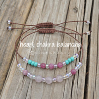 Stress Relief + Emotional Healing String Bracelet | Pink Tourmaline + Rose Quartz | Heart Chakra Balancing | Joyful + Loving Energy