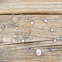 Self-Love + Emotional Balance | Dainty Crystal Choker Necklace | Rose Quartz + Lepidolite + Kunzite + Rhodonite | Heart Chakra |