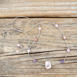 Self-Love + Emotional Balance | Dainty Crystal Choker Necklace | Rose Quartz + Lepidolite + Kunzite + Rhodonite | Heart Chakra |