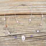 Self-Love + Emotional Balance | Dainty Crystal Choker Necklace | Rose Quartz + Lepidolite + Kunzite + Rhodonite | Heart Chakra |