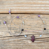 Guardian Angel Crystal Choker Necklace | Spiritual Guidance + Synchronicity | Lepidolite + Angelite + Black Tourmaline + Prehnite |