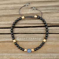 Develop Intuition + Psychic Gifts | Spiritually Grounding Bracelet | Kyanite + Black Tourmaline | Empath Protection Crystals |