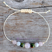 Womens Fertility Wish Bracelet | Rose Quartz + Unakite + Moonstone | Childbirth Bracelet | Meditation Healing Bracelet |