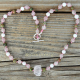 Fertility Necklace | Crystals for IVF + TTC | Knotted Crystal Necklace | Rose Quartz + Unakite + Moonstone | Pregnancy Necklace