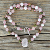 Fertility Necklace | Crystals for IVF + TTC | Knotted Crystal Necklace | Rose Quartz + Unakite + Moonstone | Pregnancy Necklace