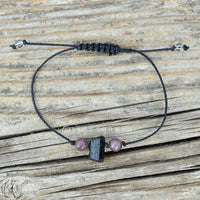 Grounding Guardian Angel Bracelet | Raw Black Tourmaline + Lepidolite | Base Chakra + Crown Chakra