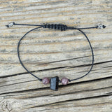 Grounding Guardian Angel Bracelet | Raw Black Tourmaline + Lepidolite | Base Chakra + Crown Chakra