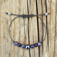 Sobriety + Addiction Recovery | Hematite + Amethyst + Obsidian | Emotional Support Crystals | Recovery Gemstones | Adjustable Bracelet