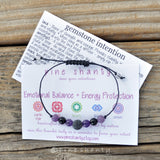 Emotional Balance + Energy Protection Adjustable Beaded Bracelet | Lava Stone + Amethyst + Black Tourmaline + Lepidolite