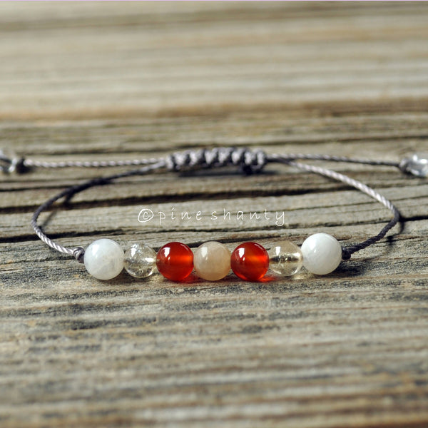 Life Force Energy | Vitality + Confidence + Motivation + New Beginnings | Sunstone + Carnelian + Citrine + Moonstone | Sacral + Solar Plexus