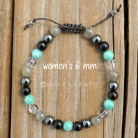 Mercury Retrograde Energy Protection Beaded Bracelets | Amazonite + Black Tourmaline + Hematite + Labradorite + Clear Quartz |