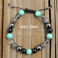 Mercury Retrograde Energy Protection Beaded Bracelets | Amazonite + Black Tourmaline + Hematite + Labradorite + Clear Quartz |