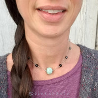 Mercury Retrograde Energy Protection | Amazonite + Black Tourmaline + Hematite + Labradorite + Clear Quartz | Gemstone Choker Necklace
