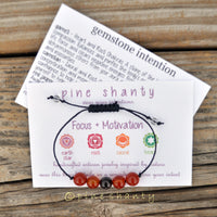 Mens Energy Bracelet | Focus + Motivation | Garnet + Carnelian + Red Jasper | Heart Chakra + Sacral Chakra + Root Chakra + Earth Star Chakra
